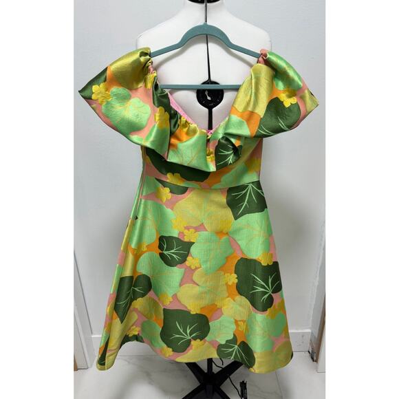 NWT Kate Spade L38810 Women's Green Cucumber Floral Flounce Dress Size 6 - Picture 7 of 8